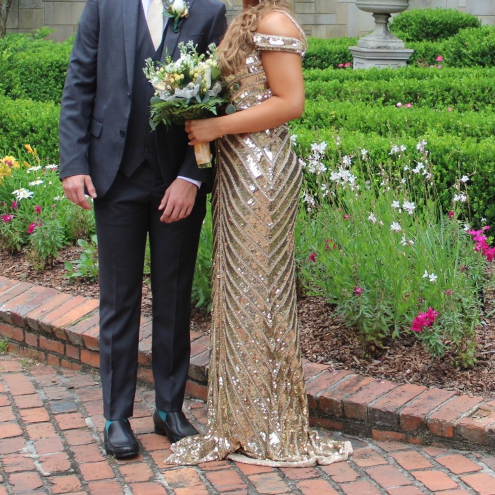 SHERRI HILL GOLD SEQUIN DRESS - Picture 9 of 9